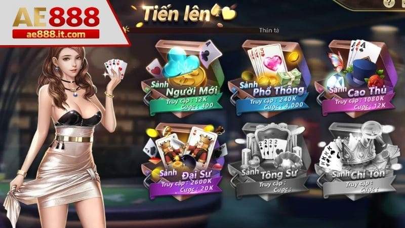 Người chơi sau khi vào trò chơi thì chọn phòng chơi có số tiền cược phù hợp